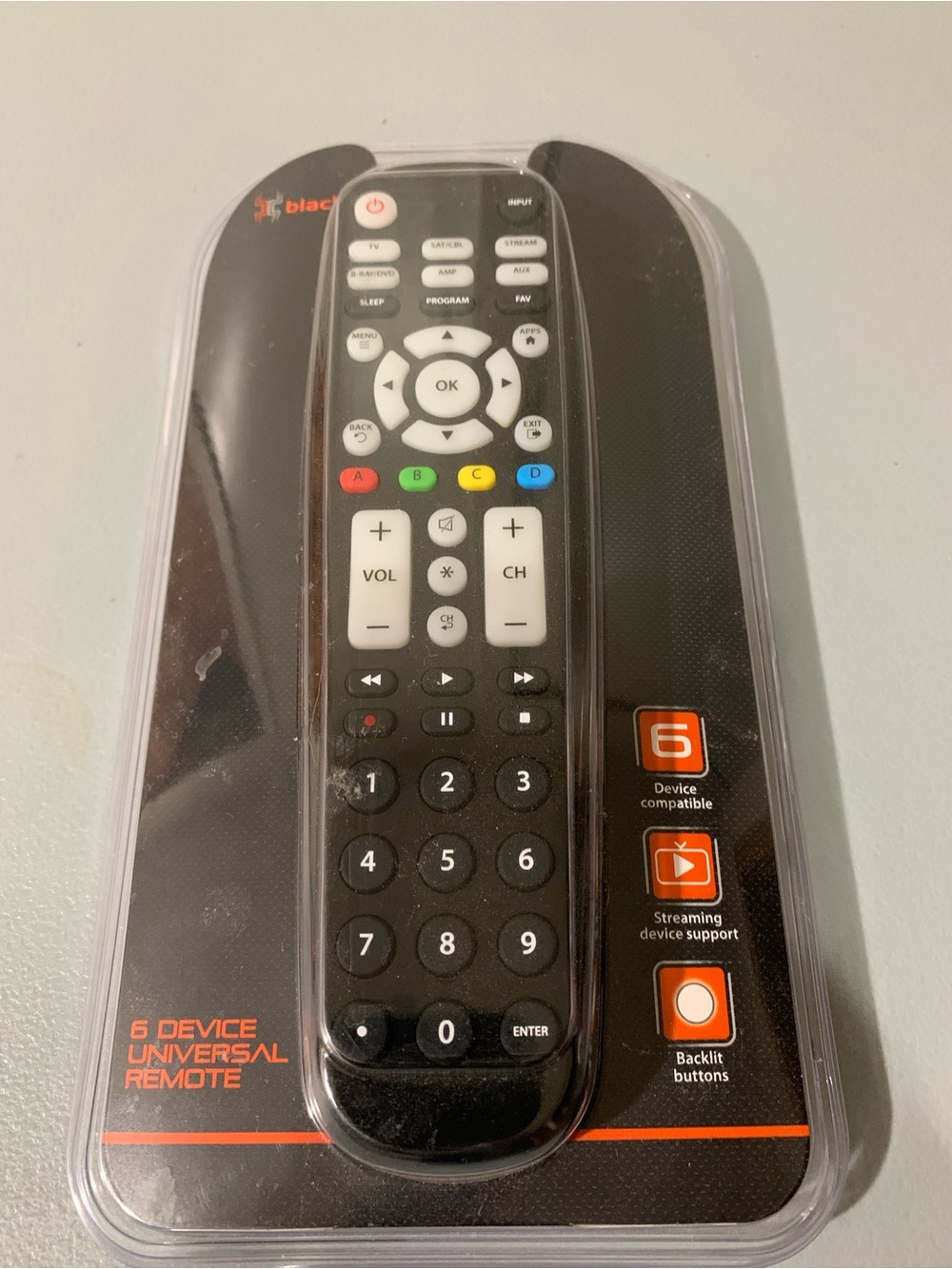 Black & Decker Black Remote Control with Orange Accent Icons